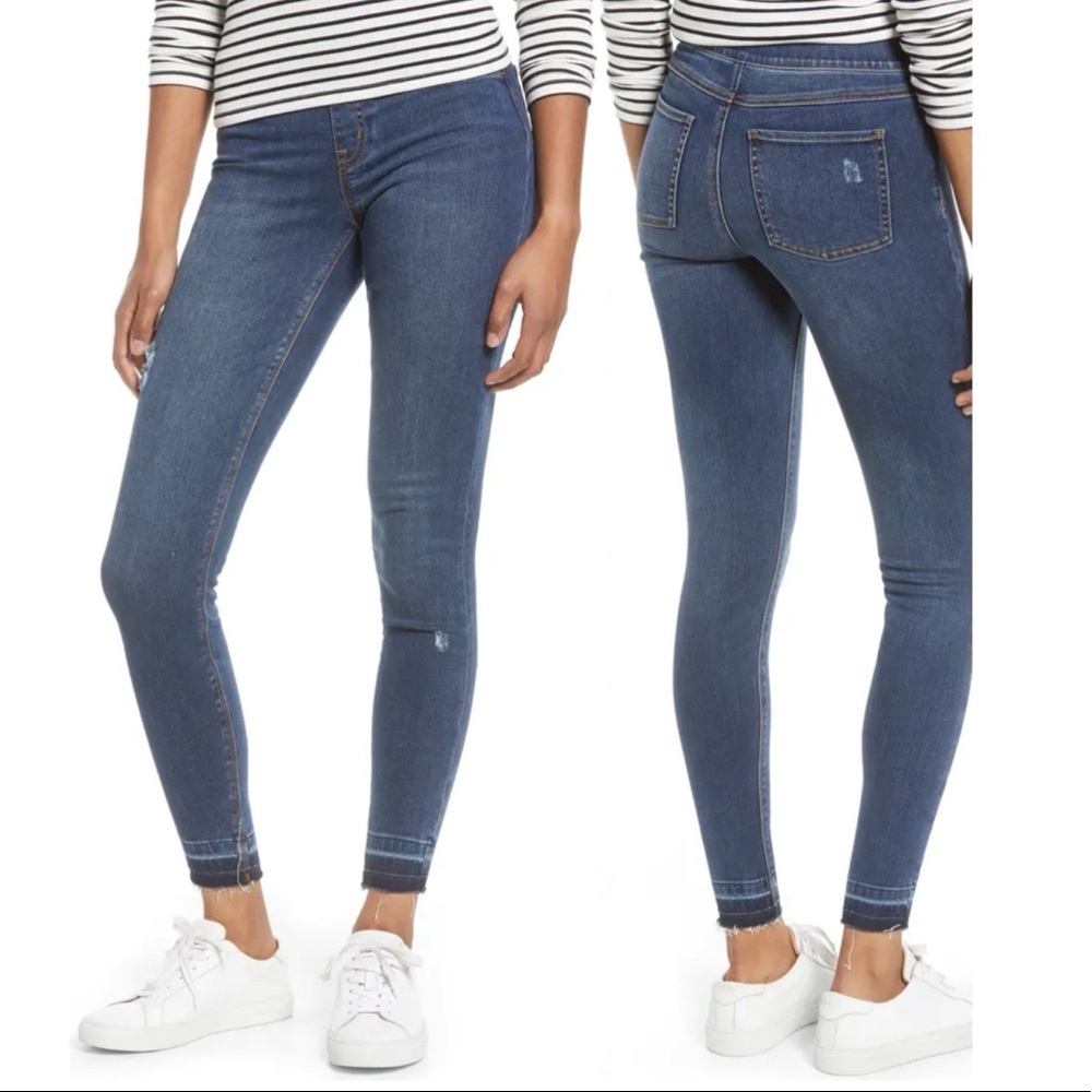 Distressed High Waist Ankle Denim Leggings